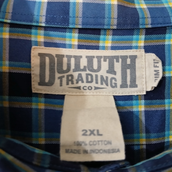 Duluth Trading Co Blue Plaid Men's Shirt - Picture 2 of 5